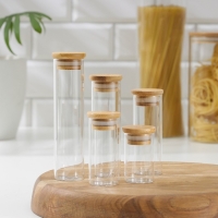 Набор банок стеклянных для сыпучих продуктов &laquo;Эко&raquo;, 3,7&times;6,5 см, 8,5 см, 10 см, 12,5 см, 15,5 см, 5 шт