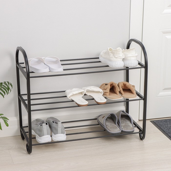 Подставка для обуви &laquo;Лиза&raquo;, 3 яруса, 70&times;30&times;50 см, цвет чёрный