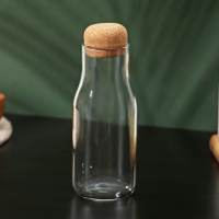 Бутылка стеклянная для соуса и масла с пробковой крышкой &laquo;Эко&raquo;, 400 мл, 6&times;16,5 см