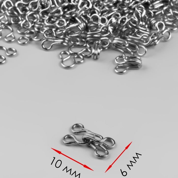 Крючок пришивной №0, 10 &times; 6 мм, 100 шт, цвет серебряный