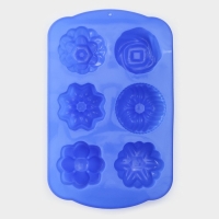 Форма для выпечки Доляна «Немецкий кекс. Цветы», силикон, 29×17,5 см, 6 ячеек, цвет МИКС Форма для выпечки Доляна «Немецкий кекс. Цветы», силикон, 29×17,5 см, 6 ячеек, цвет МИКС