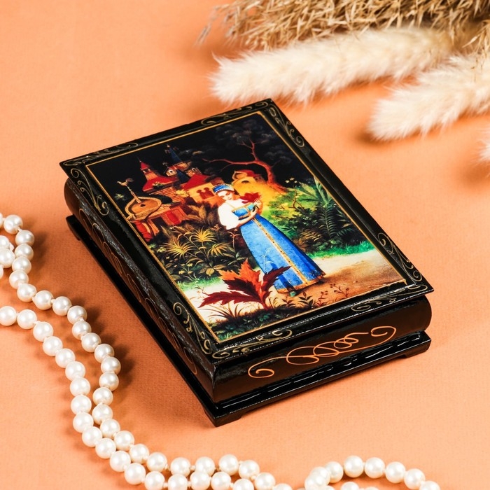 Шкатулка &laquo;Аленький цветочек&raquo;, 10&times;14 см, лаковая миниатюра