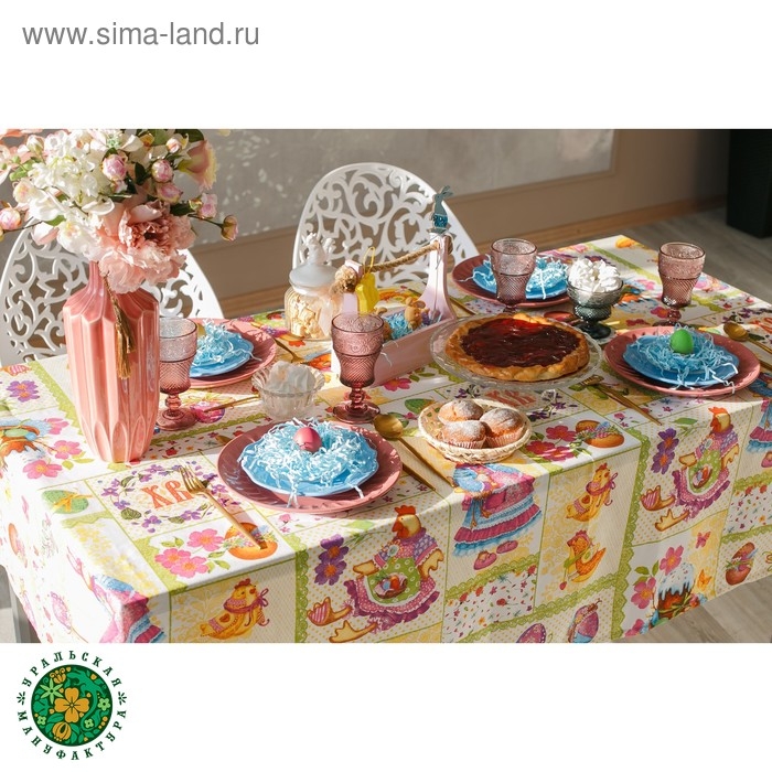 Скатерть Доляна &laquo;Светлая Пасха&raquo;, 110 &times; 144 см, 100 % хлопок, рогожка, 164 г/м&sup2;
