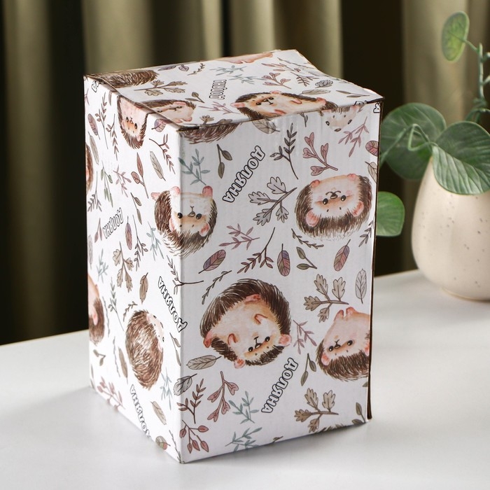 Банка стеклянная для хранения сыпучих продуктов Доляна &laquo;Ёжик в золотом&raquo;, 950 мл, 11&times;20 см, с керамической крышкой