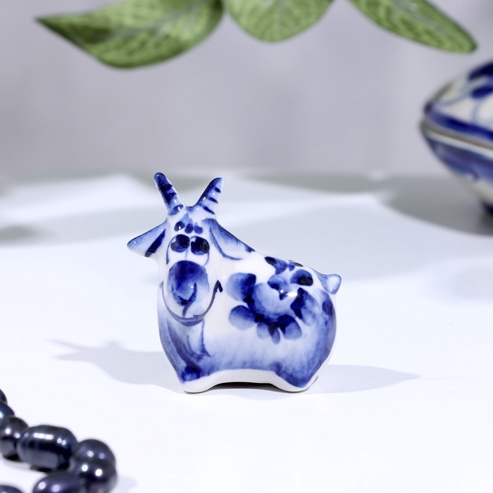 Сувенир гжель «Коза», бело-синий,керамика, Сувенир гжель «Коза», бело-синий,керамика,