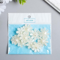 Декор для творчества пластик "Цветок-гофре жемчужный" набор 10 шт 1,2х3,1х3,1 см