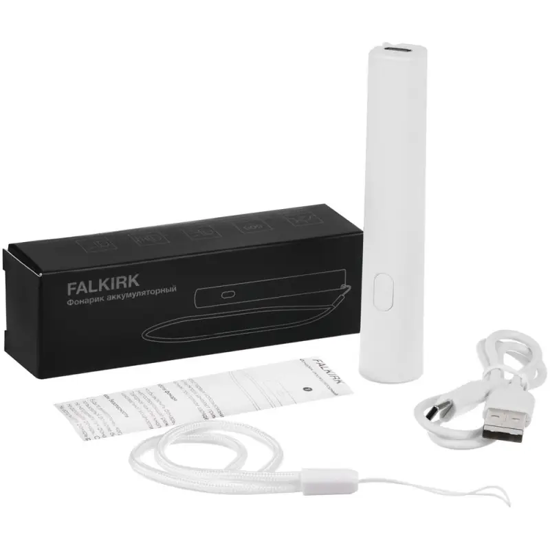 Фонарик аккумуляторный Falkirk, белый Фонарик аккумуляторный Falkirk, белый