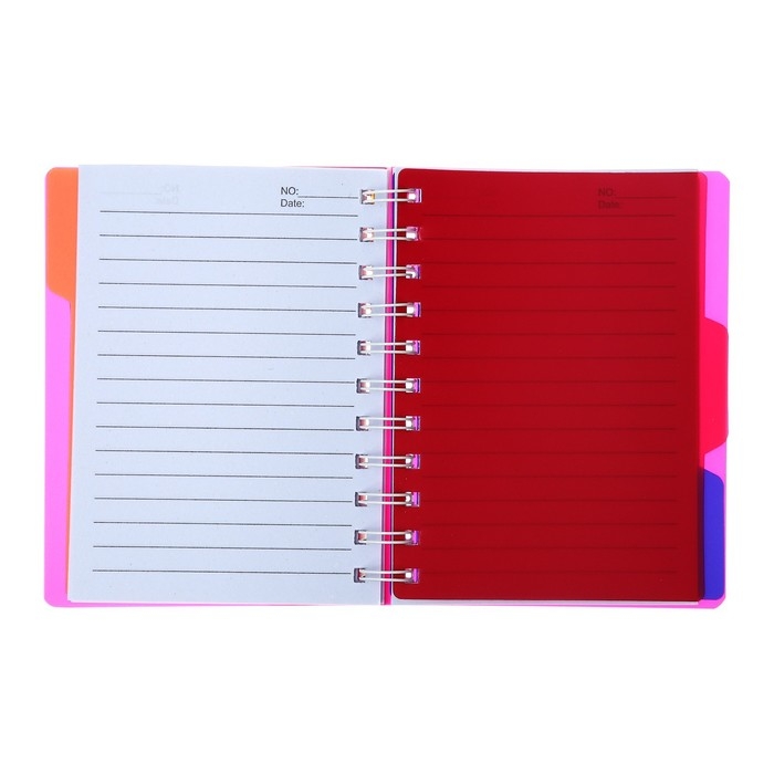 Блокнот на гребне А6, 100 листов, линия, обложка пластик, с разделителями "Листья", МИКС