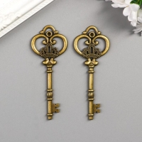 Декор металл для творчества "Ключ с короной" под латунь (G0111) 8х3 см