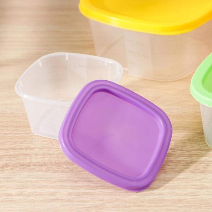 Набор пищевых контейнеров «BioFresh», 4 шт: 0,23 л, 0,5 л, 0,9 л, 1,55 л, прозрачные, крышки микс Набор пищевых контейнеров «BioFresh», 4 шт: 0,23 л, 0,5 л, 0,9 л, 1,55 л, прозрачные, крышки микс