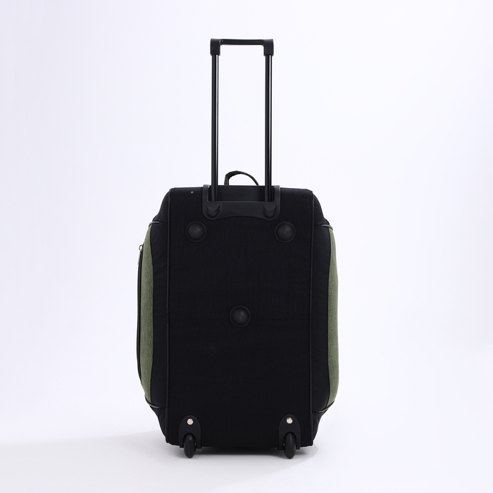 Сумка дорожная на колёсах, отдел на молнии, отдел для обуви, 3 наружных кармана, цвет чёрный/хаки