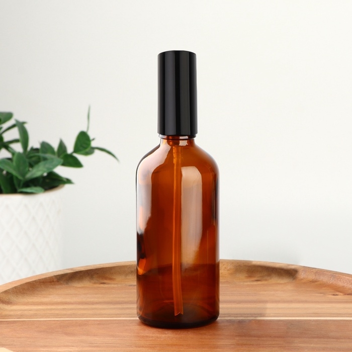 Бутылочка для хранения, с распылителем, 100 мл, цвет коричневый/чёрный Бутылочка для хранения, с распылителем, 100 мл, цвет коричневый/чёрный
