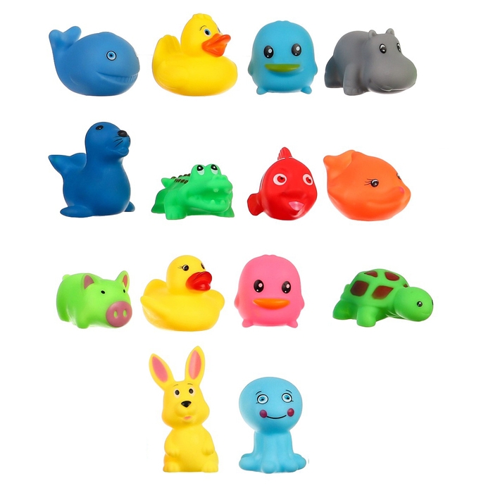 Набор резиновых игрушек для ванны &laquo;Малыши&raquo;, с пищалкой, 14 шт, Крошка Я