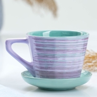 Чайная пара "Ностальгия №2" 0,2л / 9х7см + блюдце 9см, лаванда Чайная пара "Ностальгия №2" 0,2л / 9х7см + блюдце 9см, лаванда