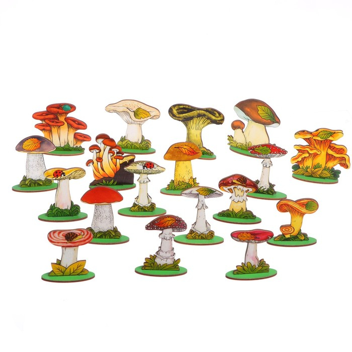 Набор &laquo;Грибы на подставке&raquo; в деревянной коробке, 36 деталей