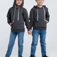 Толстовка с капюшоном детская Kirenga Kids, темно-серая (графит), 14 лет