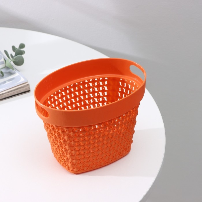 Корзина для мелочей с ручками, пластик, 16,5&times;11&times;12 см, цвет МИКС