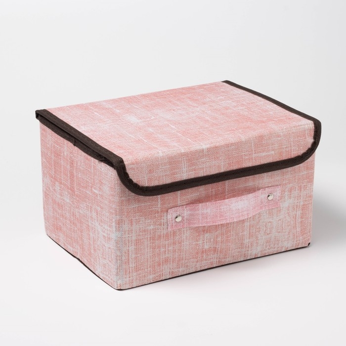 Короб стеллажный для хранения с крышкой &laquo;Ронда&raquo;, 26&times;20,5&times;16 см, цвет розовый