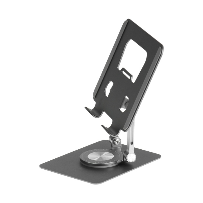 Подставка для планшета, регулируемая, складная, поворот на 360°, металл, серая Подставка для планшета, регулируемая, складная, поворот на 360°, металл, серая