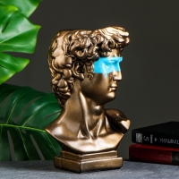 Кашпо - органайзер "Бюст Давида с маской" большой, бронза, бирюзовый, 28см Кашпо - органайзер "Бюст Давида с маской" большой, бронза, бирюзовый, 28см
