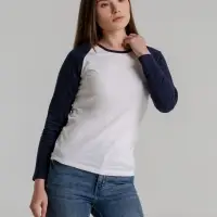 Футболка женская с длинным рукавом Milky LSL белая с темно-синим, размер S