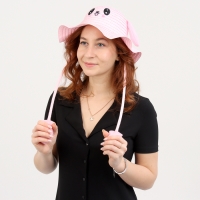 Панама "Милый зайка", уши поднимаются р-р 52-54 цвет розовый Панама "Милый зайка", уши поднимаются р-р 52-54 цвет розовый