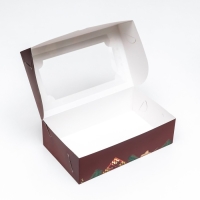 Новый год. Коробка складная, кондитерская упаковка с окном "С Новым Годом!", 25 х 15 х 7 см Новый год. Коробка складная, кондитерская упаковка с окном "С Новым Годом!", 25 х 15 х 7 см