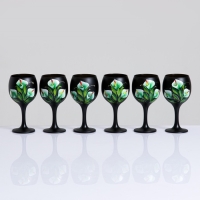 Набор бокалов для вина "Цветы" 6 шт, 220 мл, микс