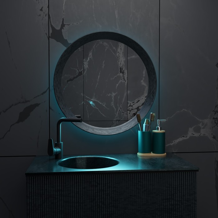 Набор аксессуаров для ванной комнаты &laquo;Натура&raquo;, 2 предмета (дозатор 400 мл, стакан, на подставке), цвет зелёный