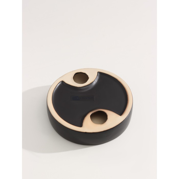 Набор для ванной комнаты Доляна &laquo;Клеопатра&raquo;, 3 предмета (мыльница, дозатор для мыла, стакан), цвет чёрно-золотой