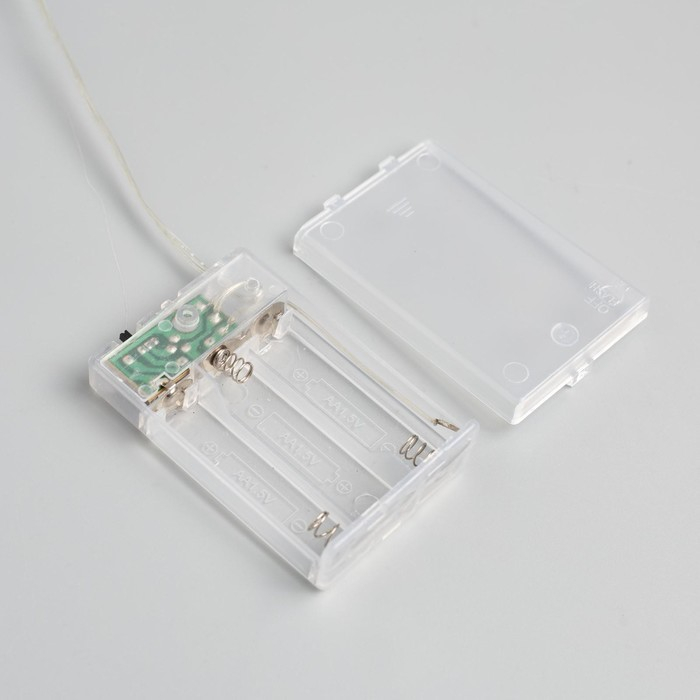 Гирлянда «Мишура» 1 м роса, IP20, серебристая нить, 100 LED, 2 режима, батарейки AAх3 (нет в комплекте), свечение тёплое белое Гирлянда «Мишура» 1 м роса, IP20, серебристая нить, 100 LED, 2 режима, батарейки AAх3 (нет в комплекте), свечение тёплое белое