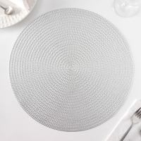 Салфетки сервировочные на стол Доляна &laquo;Тринити&raquo;, d=38 см, 4 шт, цвет серебро