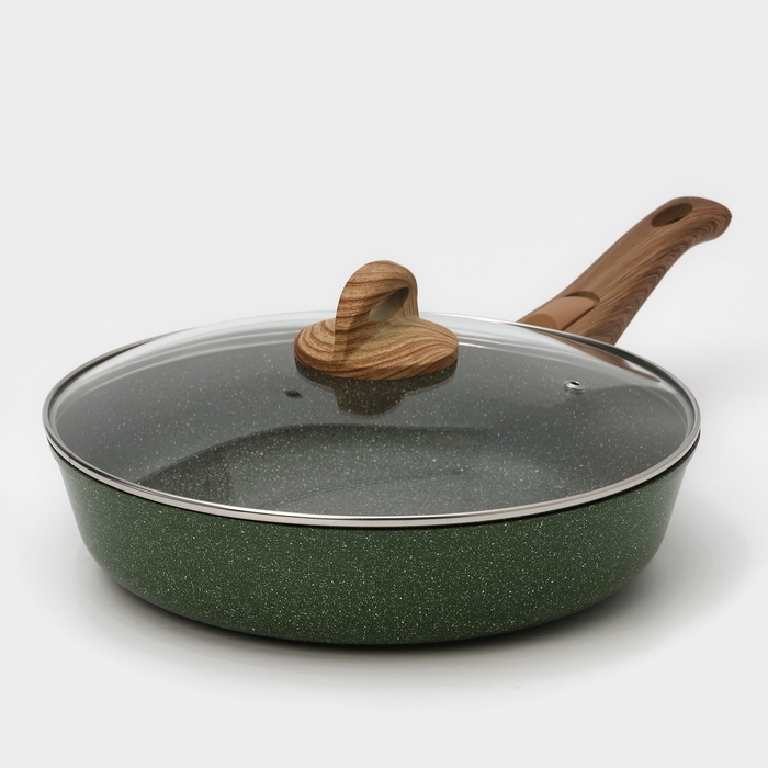 Сковорода Доляна &laquo;Форест&raquo;, d=28 см, стеклянная крышка, съёмная ручка, антипригарное покрытие