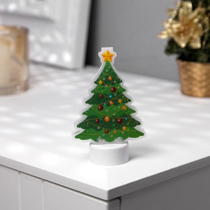 Световая картинка на подставке &laquo;Ёлочка&raquo; 11 см, батарейки, свечение тёплое белое