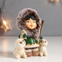 Сувенир полистоун "Малыш и морские котики - Север" 11х6х8,3 см