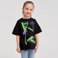Футболка детская MINAKU Graffiti, цвет чёрный, рост 116