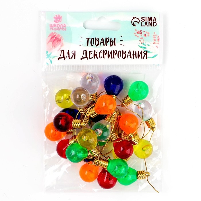 Миниатюра кукольная &laquo;Гирлянда - шарик&raquo;, длина 1 метр, игрушка: 2,5&times;1,5 см, цвета МИКС