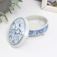 Шкатулка керамика на ножках "Синие цветочки" 6,1х7,7х4,8 см Шкатулка керамика на ножках "Синие цветочки" 6,1х7,7х4,8 см