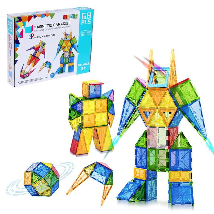 Конструктор магнитный &laquo;Геометрические фигуры&raquo;, 68 деталей