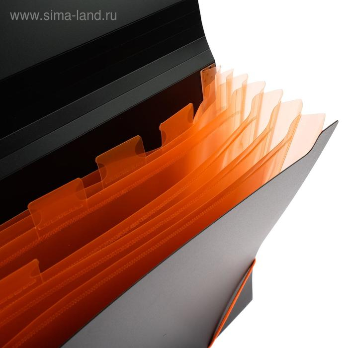 Папка-картотека, А4, 6 отделений, 700 мкм, ErichKrause Папка-картотека, А4, 6 отделений, 700 мкм, ErichKrause "Matt Accent", на резинке, тиснение "песок", черная, микс