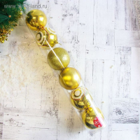 Набор шаров пластик d-10 см, 6 шт "Круги" золото