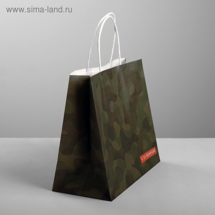 Пакет подарочный крафт, упаковка, &laquo;С 23 февраля&raquo;, 25 х 22 х 12 см