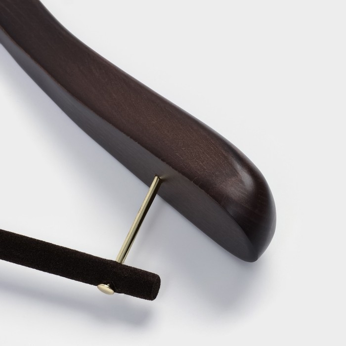 Плечики - вешалка для костюмов LaDо́m Brown Gold, 42,5&times;4&times;19 см, перекладина вельвет, широкие плечики, дерево бук