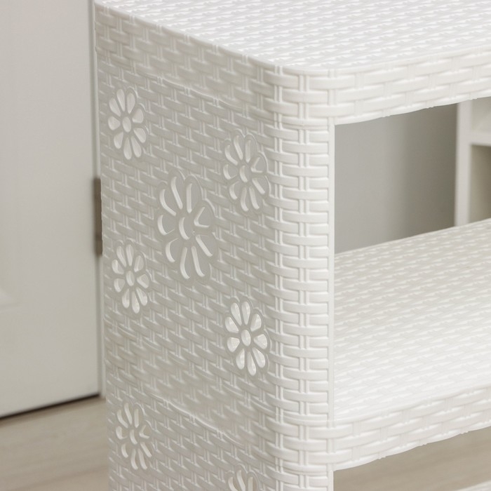 Этажерка напольная 4-х секционная &laquo;Плетёнка&raquo;, цвет белый