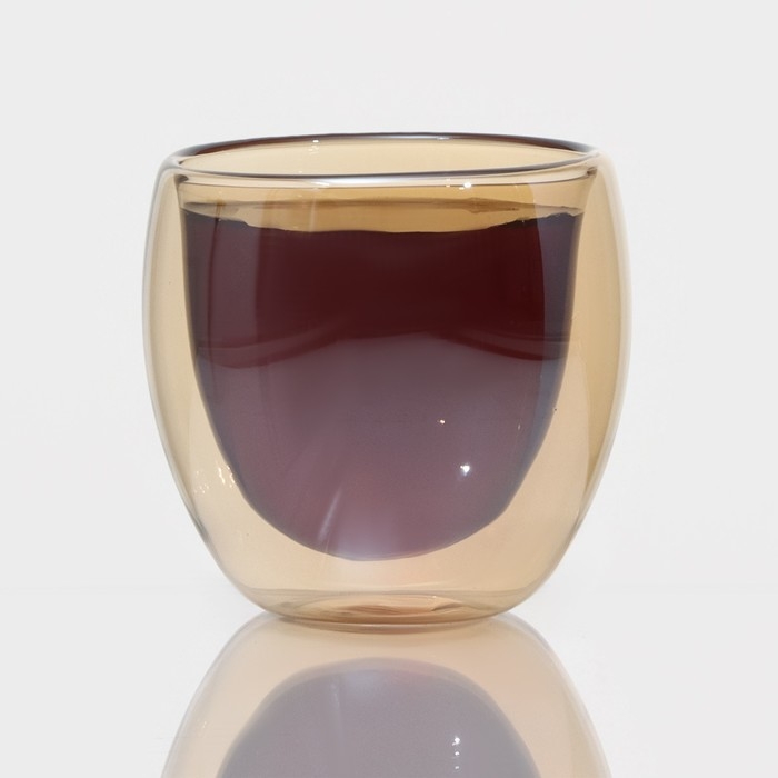 Стакан стеклянный с двойными стенками &laquo;Дуо&raquo;, 250 мл, цвет золото