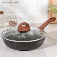 Сковорода Granit ultra original, d=24 см, пластиковая ручка, стеклянная крышка, антипригарное покрытие, цвет чёрный Сковорода Granit ultra original, d=24 см, пластиковая ручка, стеклянная крышка, антипригарное покрытие, цвет чёрный