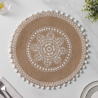 Салфетка сервировочная на стол Доляна &laquo;Африка&raquo;, 38&times;38 см, цвет белый