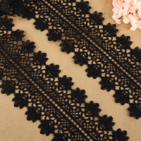 Кружево гипюровое, 80 мм &times; 6,8 &plusmn; 0,5 м, цвет чёрный