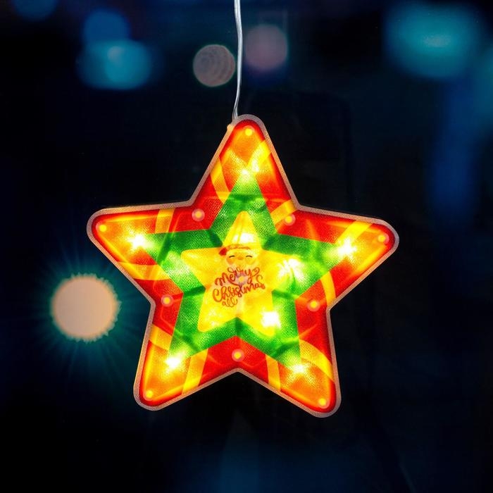 Светодиодная фигура на присоске &laquo;Звезда&raquo; 19 &times; 19 см, пластик, батарейки АААх3 (не в комплекте), свечение тёплое белое