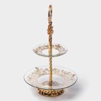 Этажерка - фруктовница круглая &laquo;Расцвет&raquo;, 2 яруса, d=18/29 см, высота 48 см, стекло